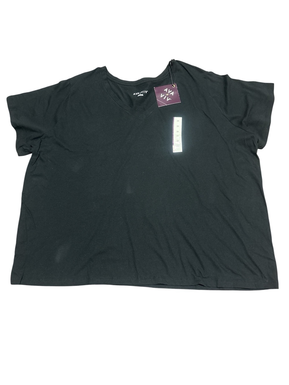 Ava & Viv Black V-Neck Short Sleeve Tee